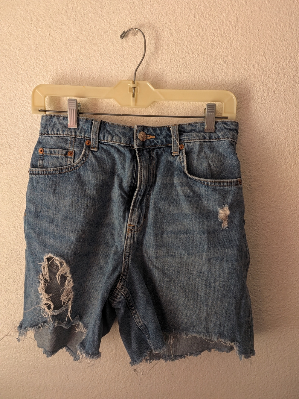 H&M Divided Women's Blue Distressed Jean Shorts